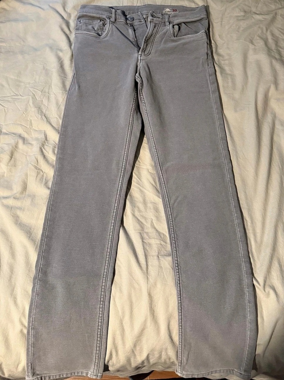 Faherty Stretch Terry 5-Pocket Athletic Fit Pant - Steel Grey Waist 30